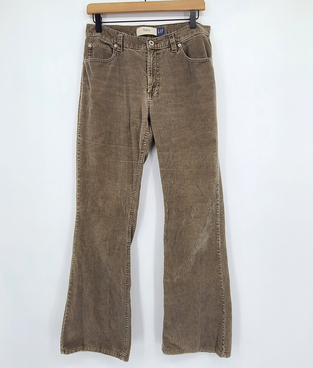 Vintage Y2K Gap Flare Corduroy Brown Pants Retro 90s Classic Indie Sleaze Size 8